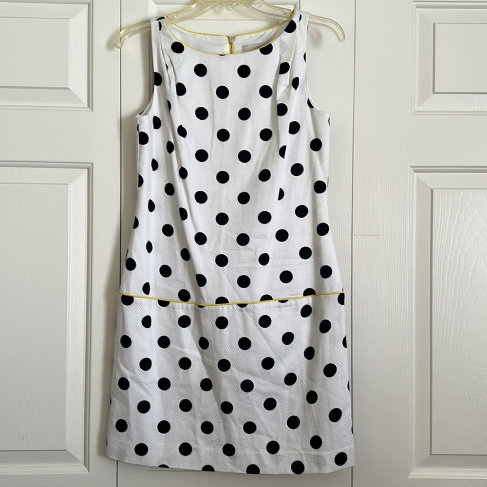 💖Loft cute white dress shift with black polka dots